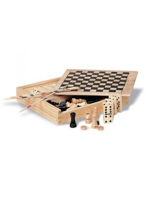 Barajas y juegos de mesa trikes 4 juegos en caja de madera de madera con impresión vista 1