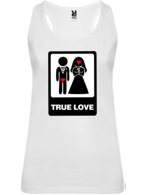 Weißes Tanktop für den Junggesellenabschied mit True Love Design Ansicht 1