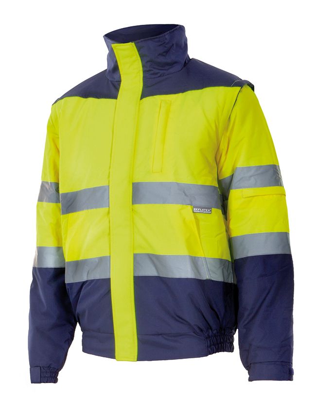 Reflektierende Jacken und Parkas zweifarbig wattiertes Fleece Warnschutz-Polyester Ansicht 1