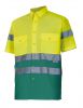 Velilla zweifarbige Warnschutz-Hemden mit kurzen Ärmeln 142 in Baumwolle gelb fluorgrün Ansicht 1