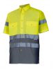 Gut sichtbare, zweifarbige Kurzarm-Velilla-Reflexhemden 142 in Baumwolle, gelb, fluoridgrau, Ansicht 1