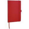 Libretas con banda elastica flex office de cartón rojo con publicidad vista 1