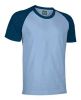 Hellblaues, marineblaues, kurzärmliges T-Shirt „Valento Caiman“ aus Baumwolle mit Logo Ansicht 1