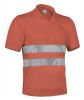 Reflektierende Poloshirts von valento build aus fluoreszierendem orangefarbenem Polyester mit sichtbarem Aufdruck 1
