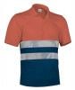 Reflektierende Poloshirts von Valento aus fluoreszierendem, orangefarbenem, marineblauem Polyester mit sichtbarem Aufdruck 1